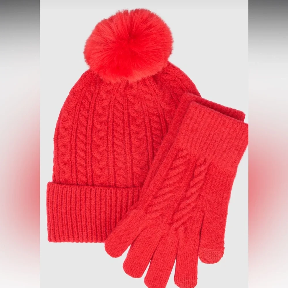 NY&C Cable Knit & Glove Set